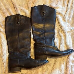 Frye Dark Brown Leather Knee-High Riding Boots